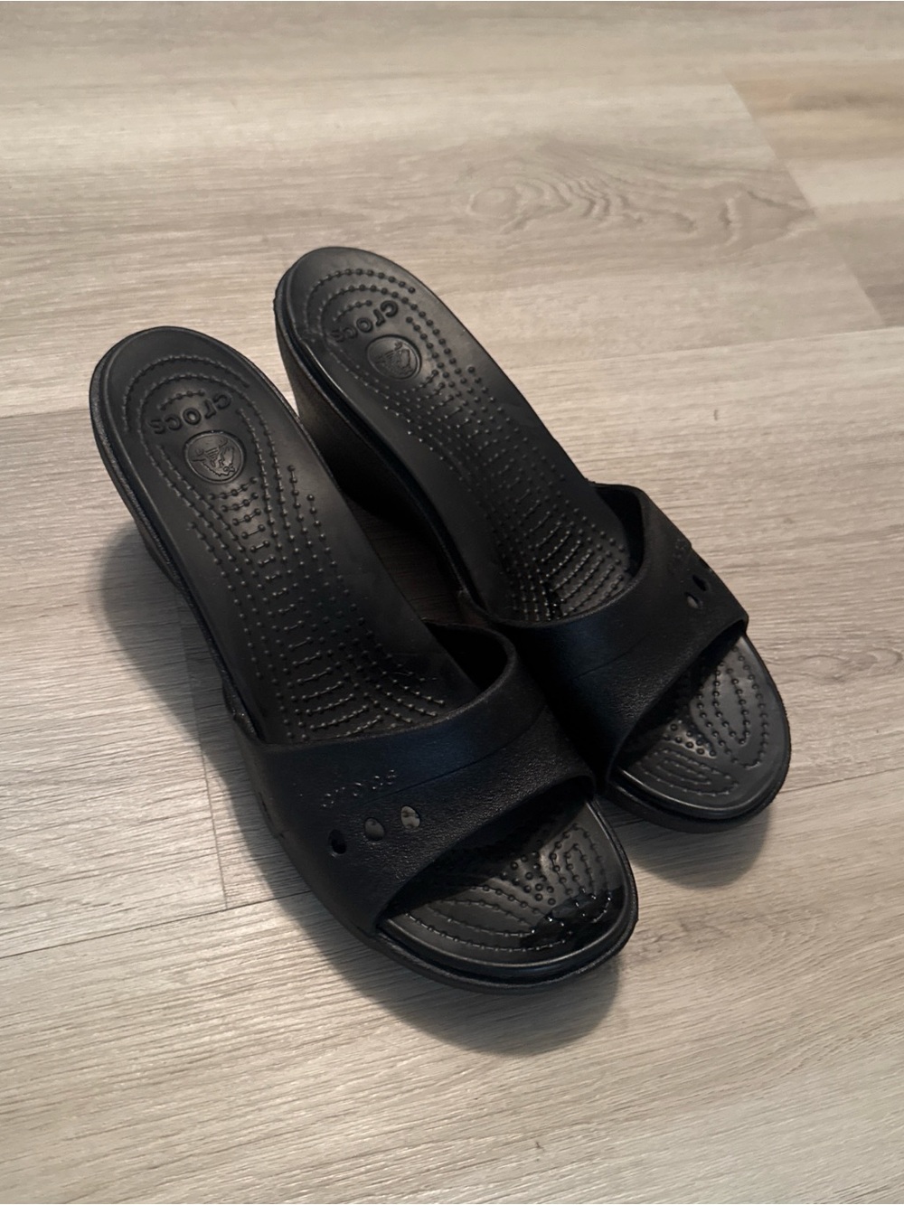 Crocs Women's Black Slide Wedge Sandals